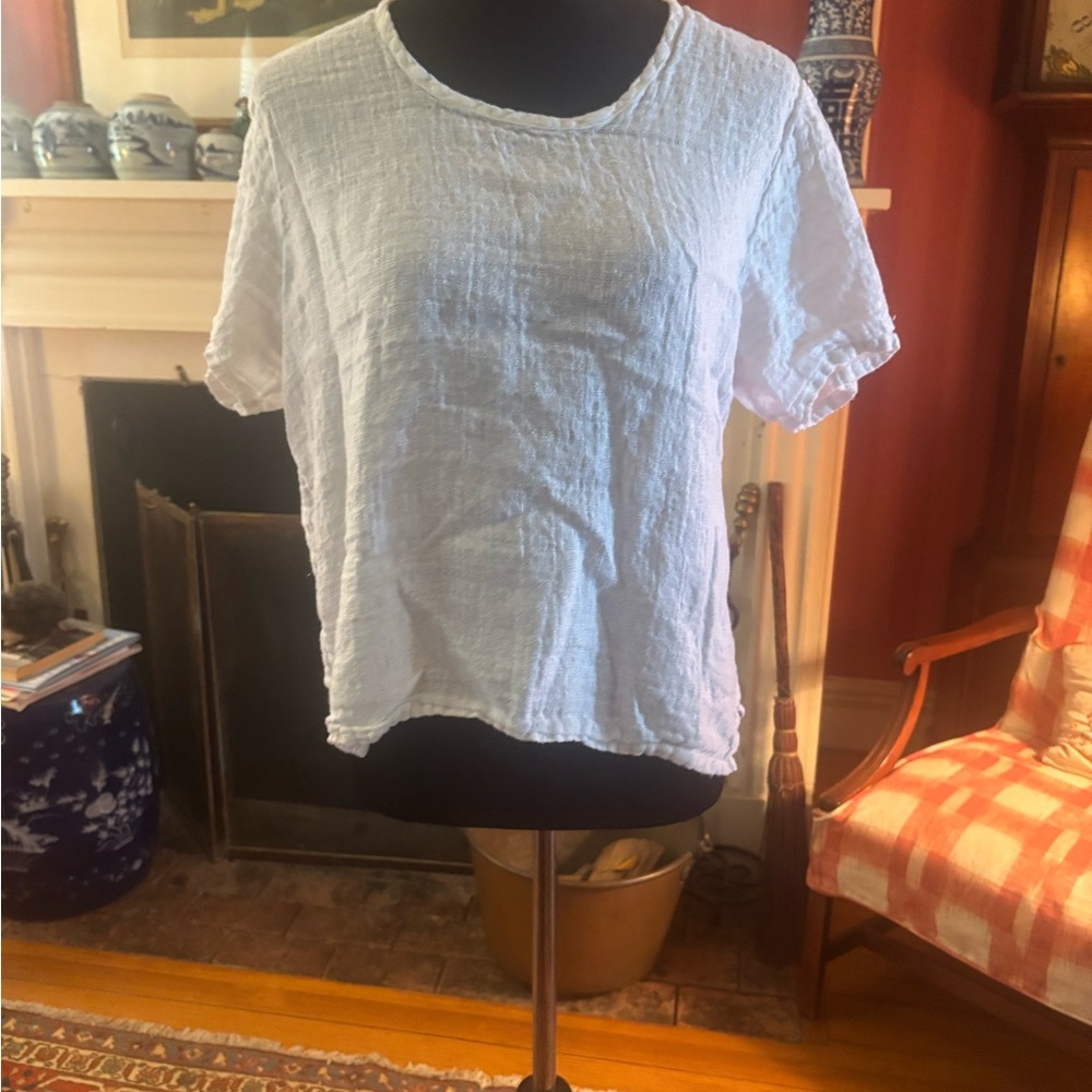 Flax White Short Sleeve Women's Top